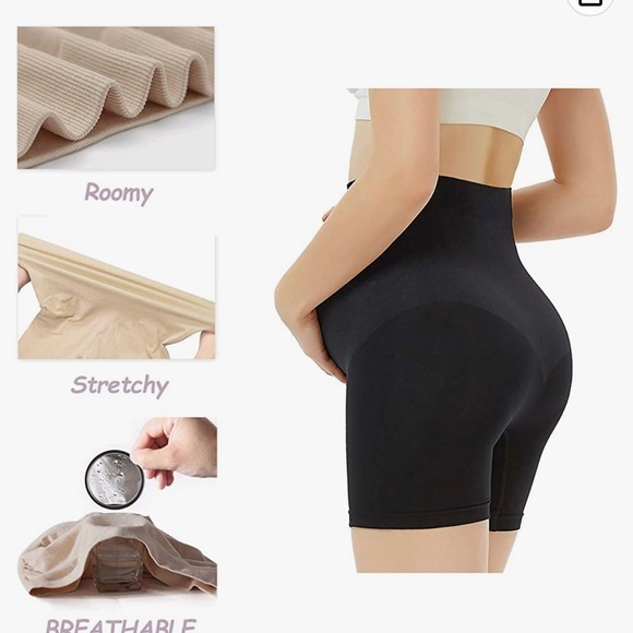 Diravo Maternity Shapewear 2 High Waist Mid-Thigh Belly Support Black /Beige SM - Picture 3 of 4